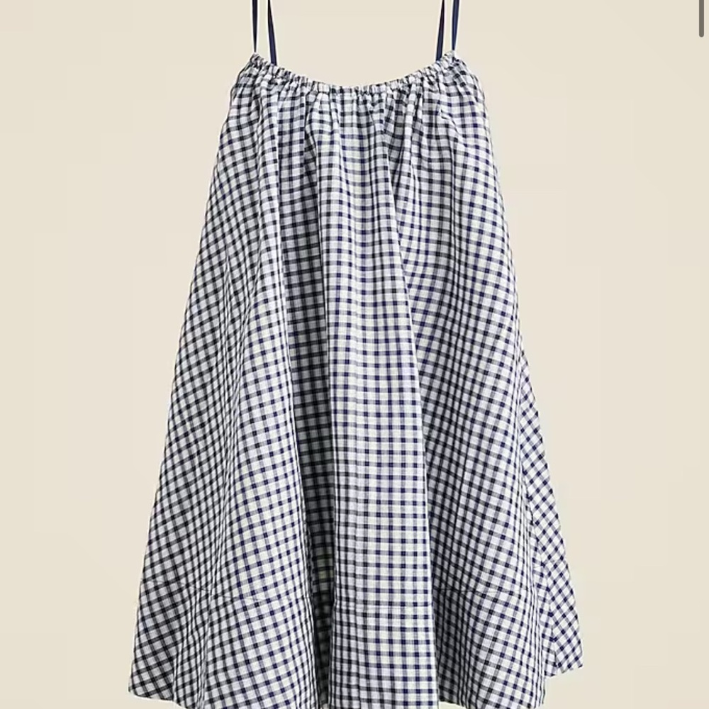 J. Crew Blue and White Gingham Swim Coverup